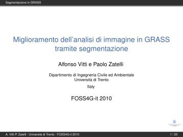 Miglioramento dell’analisi di immagine in GRASS tramite segmentazione