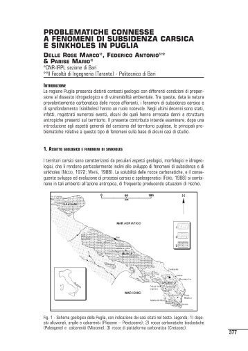 problematiche connesse a fenomeni di subsidenza carsica e - Ispra