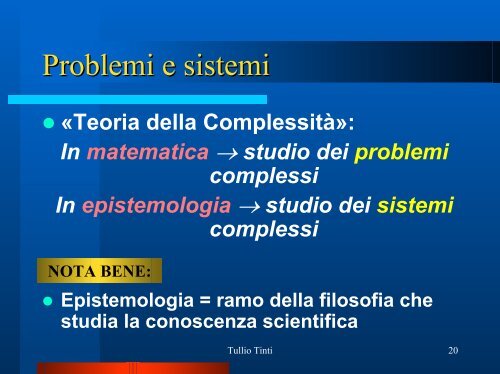 La Teoria della Complessità - Tullio Tinti