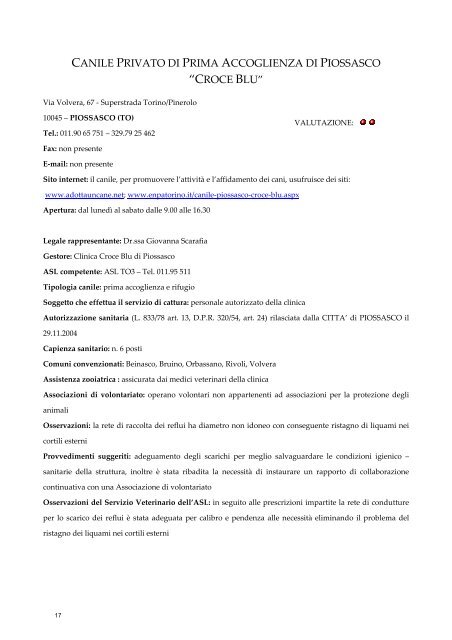 I canili del Piemonte: guida per i servizi di custodia ... - Adotta un cane