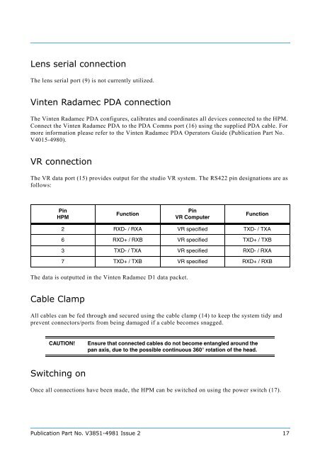 Operators guide v3851-4981 - Vinten Radamec