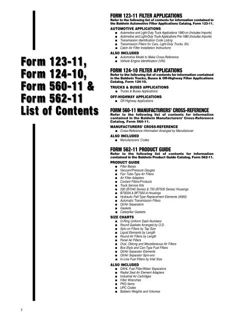 Baldwin Air Filter Cross Reference Chart