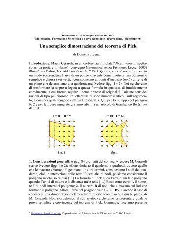 Una semplice dimostrazione del teorema di Pick - Matematicamente.it