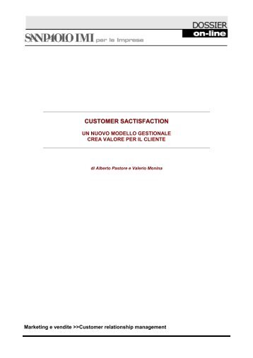 Customer satisfaction: nuovo modello gestionale - Studio Maggiolo