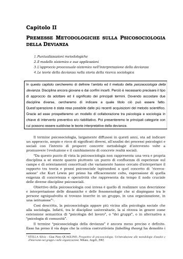 Premesse metodologiche sulla psicosociologia della devianza