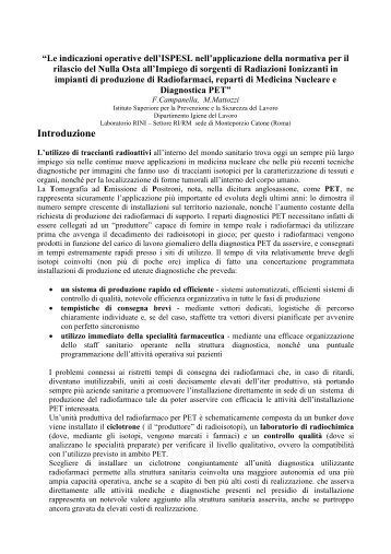 Articolo ciclotrone pet medicina nucleare versione corretta.pdf - Ispesl