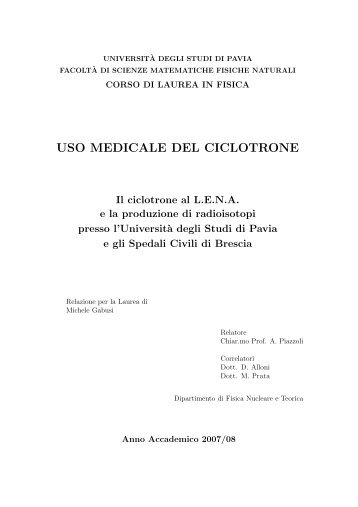 USO MEDICALE DEL CICLOTRONE - Università degli Studi di Pavia