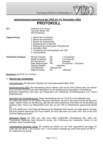 Jahreshauptversammlung 2002 - VKS-Kelkheim
