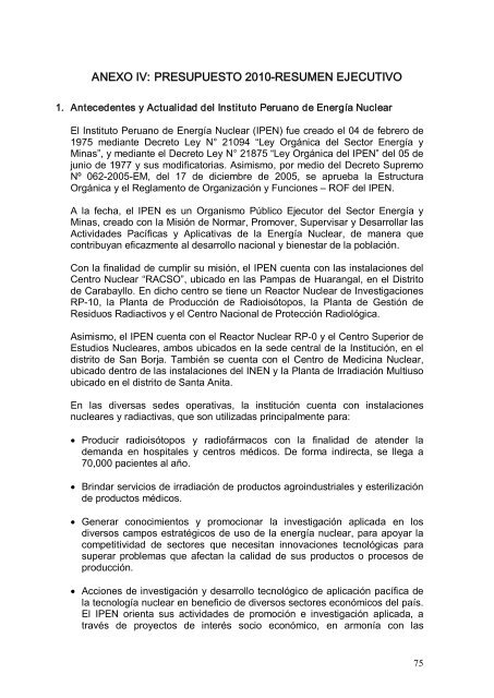 Plan Estratégico Institucional - Instituto Peruano de Energía Nuclear