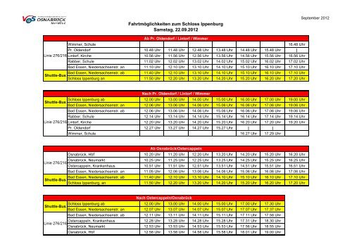 Shuttle Fahrplan Anschlüsse Osnabrück, Pr. Oldendorf und ... - VLO