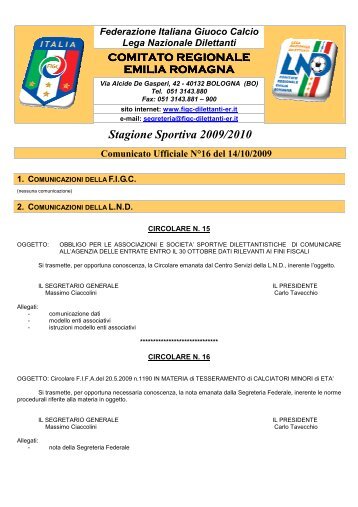 Stagione Sportiva 2009/2010 Comunicato Ufficiale ... - Informacalcio.it