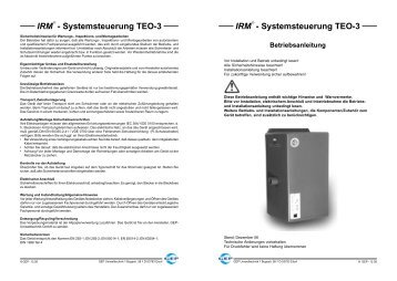 IRM - Systemsteuerung TEO-3 IRM ... - DEHOUST GmbH