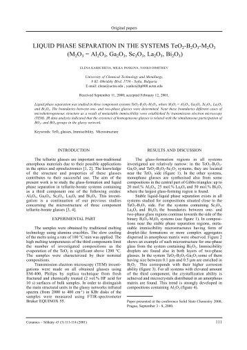 M2O3 = Al2O3, Ga2O3, Sc2O3, La2O3, Bi2O3 - Ceramics-Silikaty