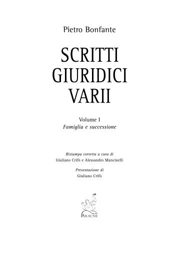 SCRITTI GIURIDICI VARII - Aracne Editrice