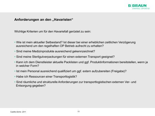 Notfall (Havarie-)management in der ZSVA Jörg Wächtler, SteriLog