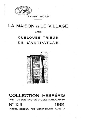 la maison et le village - Bibliothèque Numérique Marocaine