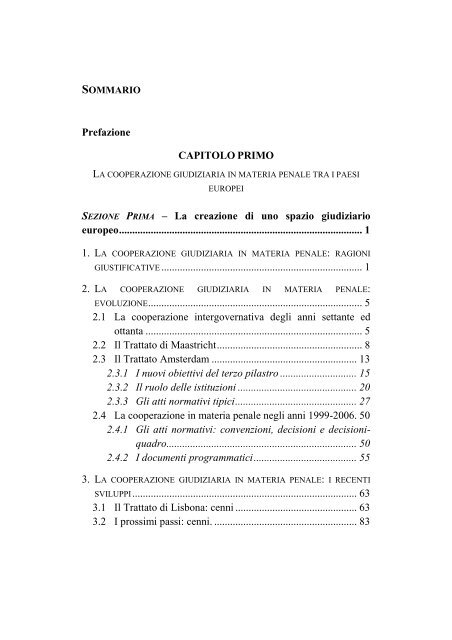 SOMMARIO Prefazione CAPIT
