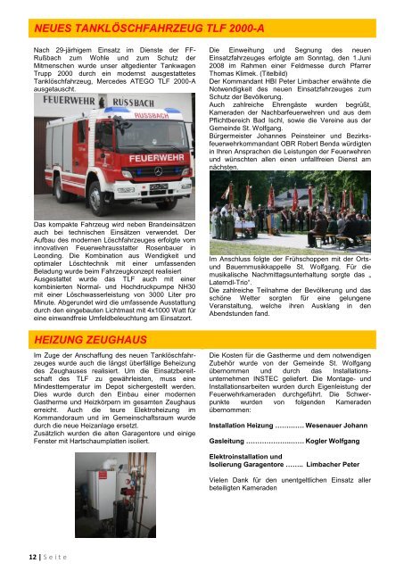 JAHRESBERICHT 2008 - Freiwillige Feuerwehr Rußbach