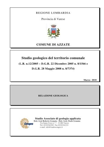 Relazione Geologica - Comune di Azzate