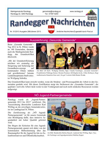 Gemeindezeitung Jänner 2013 - Marktgemeinde Randegg