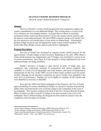 SEATTLE'S SEISMIC RETROFIT PROGRAM David W. Korpi1 ...