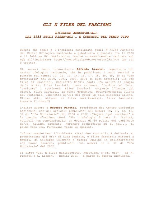 GLI X FILES DEL FASCISMO - Societa italiana di storia militare