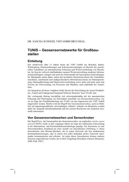 Geosensornetzwerke für Großbau - VMT GmbH