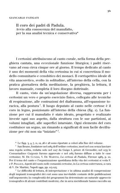 Il coro dei padri di Padula. Avvio alla conoscenza del manufatto, per ...