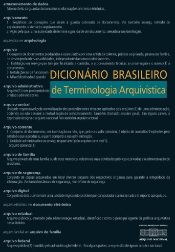 Dicionário Brasileiro de Terminologia Arquivística - Arquivo Nacional