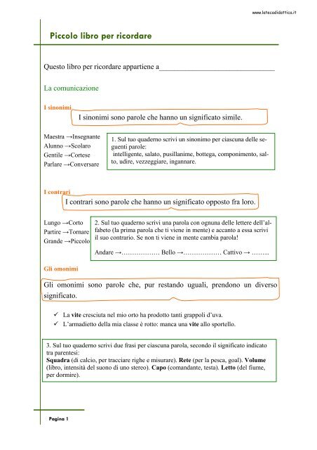 Piccolo libro per ricordare - La Teca Didattica