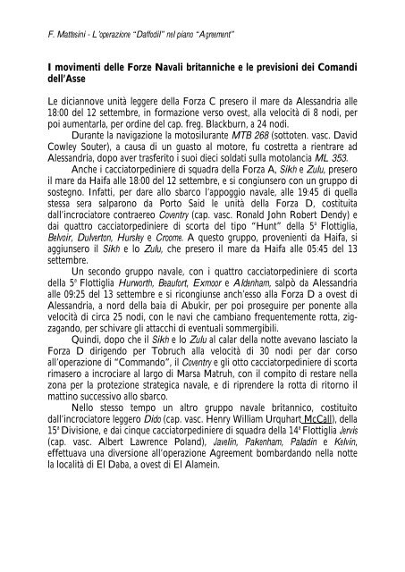 l'operazione “daffodil” nel piano “agreement” - Marina Militare