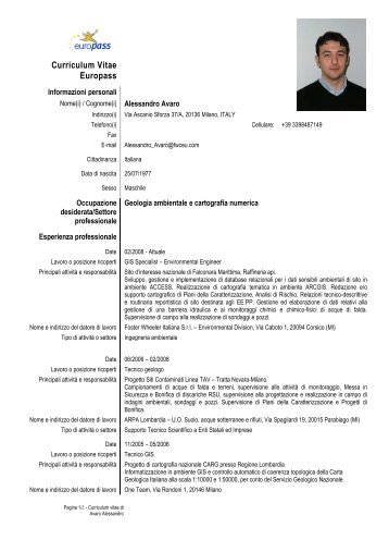 Curriculum Vitae Europass - Idrogeologia e Filtrazione