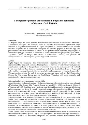 Cartografia e gestione del territorio in Puglia tra ... - Attiasita.It