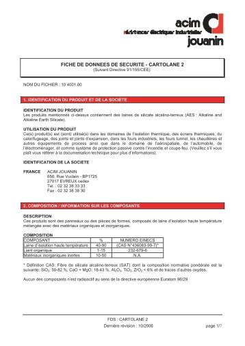 Fiche donnees securite cartolane 2 - Acim Jouanin