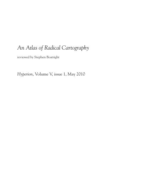 An Atlas of Radical Cartography - Nietzsche Circle