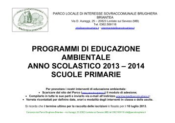 Programmi per la scuola primaria - Parco Brughiera Briantea