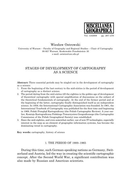 Historical Development Of Cartography Wiesław Ostrowski Stages Of Development Of ...