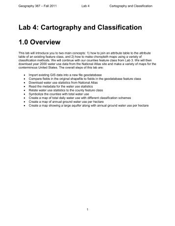 Lab 4: Cartography and Classification 1.0 Overview - Sonoma State ...