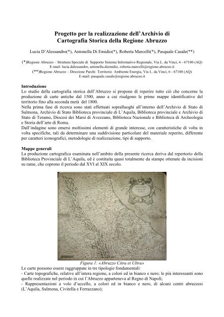 Progetto per la realizzazione dell'Archivio di ... - Regione Abruzzo