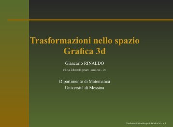 Trasformazioni nello spazio Grafica 3d