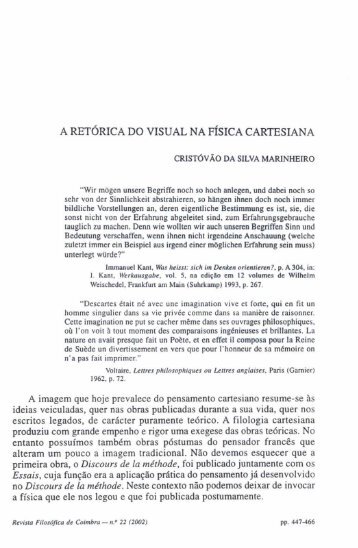 a retórica do visual na física cartesiana - Universidade de Coimbra