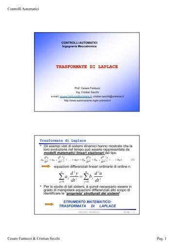 Trasformate di Laplace - Automazione@ingre