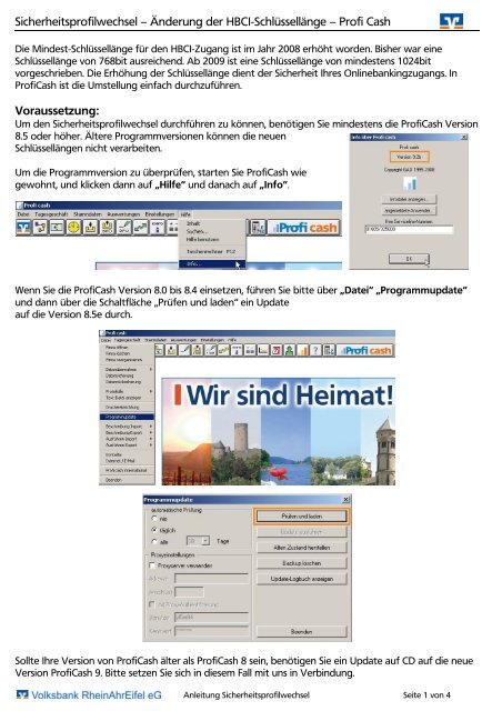 Anleitung Profilwechsel Profi cash - Volksbank RheinAhrEifel eG