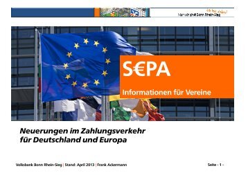 SEPA Informationen für Vereine - Volksbank Bonn Rhein-Sieg