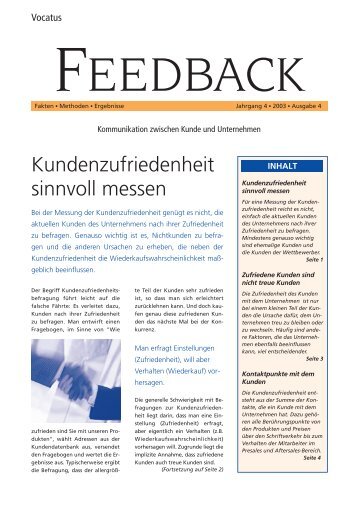 Kundenzufriedenheit sinnvoll messen Feedback lesen - Vocatus AG