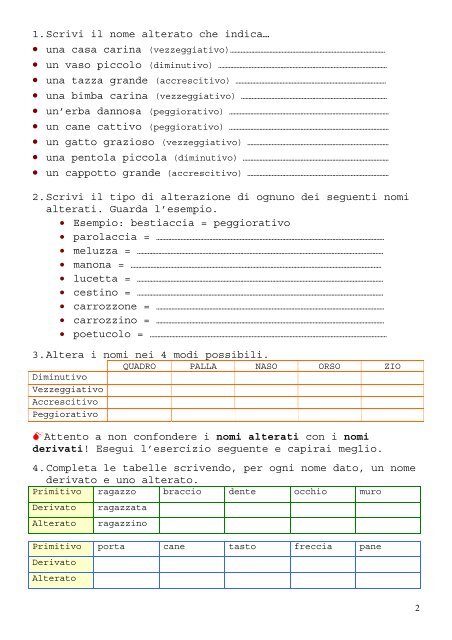 1. Scrivi il nome alterat