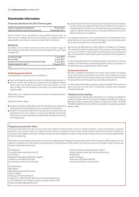 Shareholder information - Vodafone