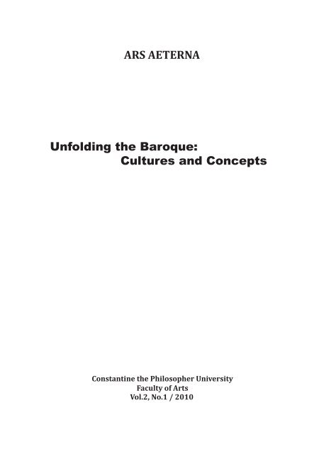 ARS AETERNA Unfolding the Baroque: Cultures and Concepts