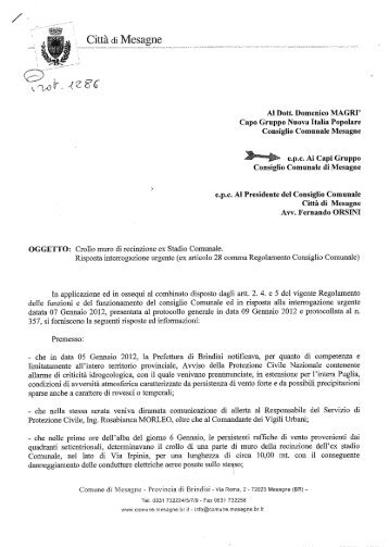 AI Dott. Domenico MAGRI' Capo Gruppo Nuova Italia Popolare ...