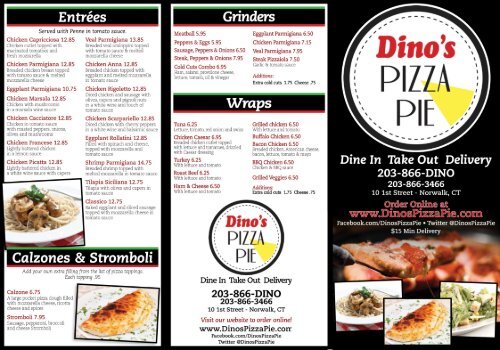 Dino's 2024 pizza menu
